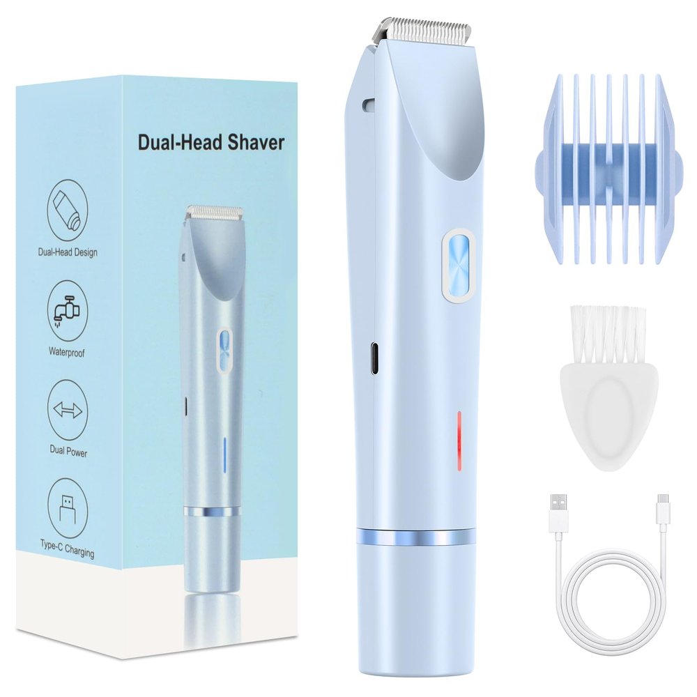 2025 New Bikini Trimmer for Women,Dermave Bikini Shaver,2-in-1 Electric Razors for Women(Blue)