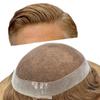 Hair Wonders Mens Hairpiece Human Hair Swiss Lace Hair System for Men Toupee Replacement Systems Natural Looking Toupee for Men 6X9#17R Brown/Blonde Mix Warm Tone 90% Light Density view 1
