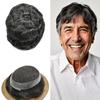 Hair Wonders Mens Hairpiece Human Hair Swiss Lace Hair System for Men Toupee Replacement Systems Natural Looking Toupee for Men 6X9#1B30#1B Off Black+30% Grey 80% Light Density view 1