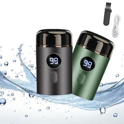 Mini Portable Electric ShaverType-C Fast Charge Usb Rechargeable Wet & Dry RazorWithe Led Display Washable Electric Travel Razor Beard trimmer suitable for business travel and vacation (2pcs b)