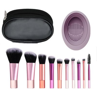 10 Pcs Mini Makeup Brushes, Premium Synthetic Foundation Powder Concealers Eye shadows Blush Kabuki Brush, Synthetic Bristles, Cruelty-Free (Mini Brush Random Color Set)