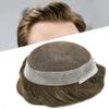 Hair Wonders Mens Hairpiece Human Hair Swiss Lace Hair System for Men Toupee Replacement Systems Natural Looking Toupee for Men 6X9#4 Medium Brown 90% Light Density view 1