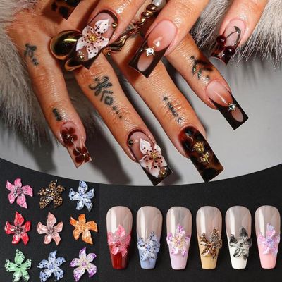 LIFOOST 100pcs Hibiscus Flower Nail Charms, Resin, 3D, 11.5x11.5x4mm, Colorful, DIY Nail Art Supplies