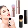 Grevosea Retractable Blusher Brush with Cover, 2 Pack Travel Makeup Brushes Kabuki Foundation Brush Extensible Face Blender Brush for Women Liquid Cream Foundation Concealer Blush Makeup Brush view 1