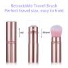 Grevosea Retractable Blusher Brush with Cover, 2 Pack Travel Makeup Brushes Kabuki Foundation Brush Extensible Face Blender Brush for Women Liquid Cream Foundation Concealer Blush Makeup Brush view 4