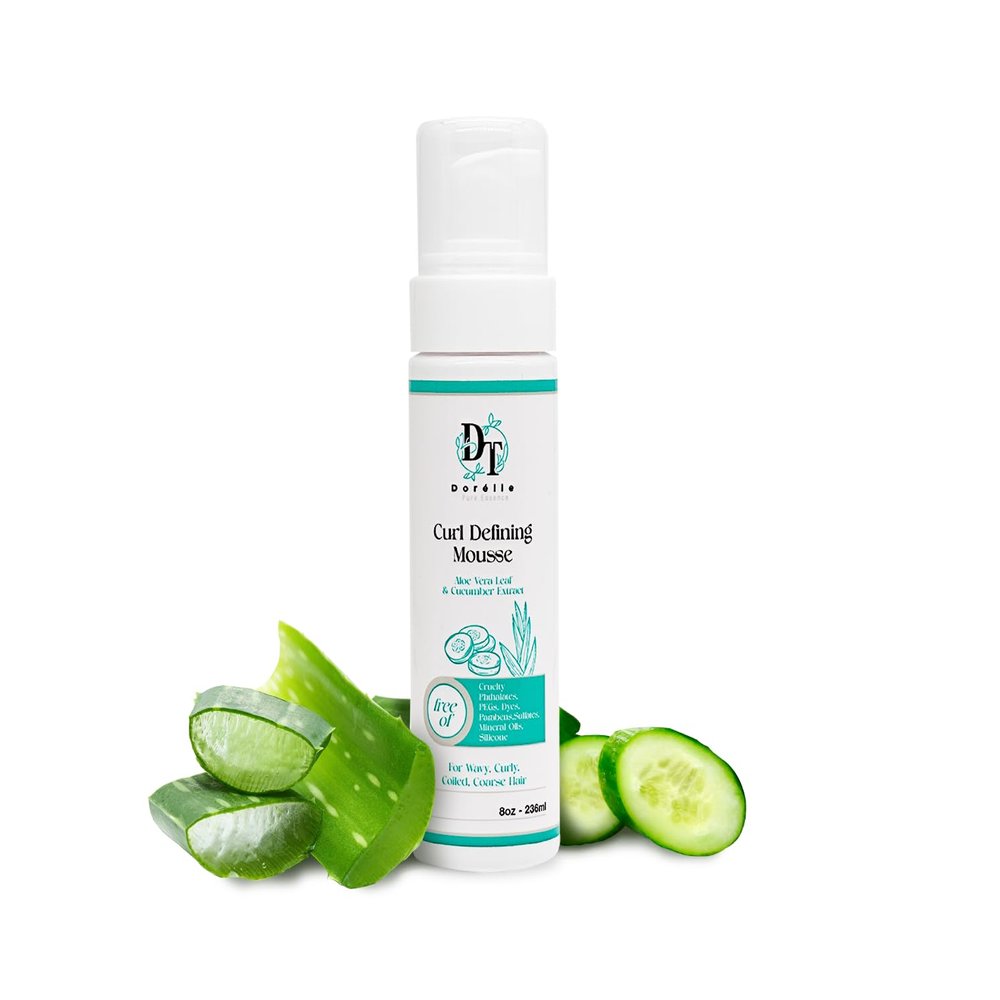 Dorelle Pure Essence Curl Defining Mousse  Lightweight mousse for curly hair, hair mousse for curls, wavy hair mousse with Aloe, Cucumber & Flaxseed  hair styling products for women