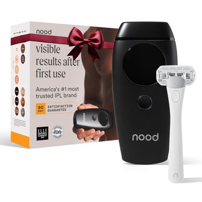 Nood NEW Flasher 2.0 + Shaving Starter Kit  IPL Laser Hair Removal Device for Women & Men with Refillable 5-Blade Razors  Pain-Free IPL Hair Removal Works Wherever Hair Grows  Matte Black