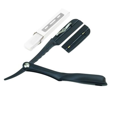 1 Japan Razor + 10 Single Edge Blades Model TD111 Foldable Shaving Razors Women Men Beard Face Underarm Body Eyebrow Hair Removal Knife(Black)