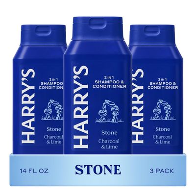 Harry's Men's 2 in 1 Shampoo and Conditioner for All Hair Types - New Stone Scent - (3 Pack) 14 fl oz - No Parabens or Sulfates