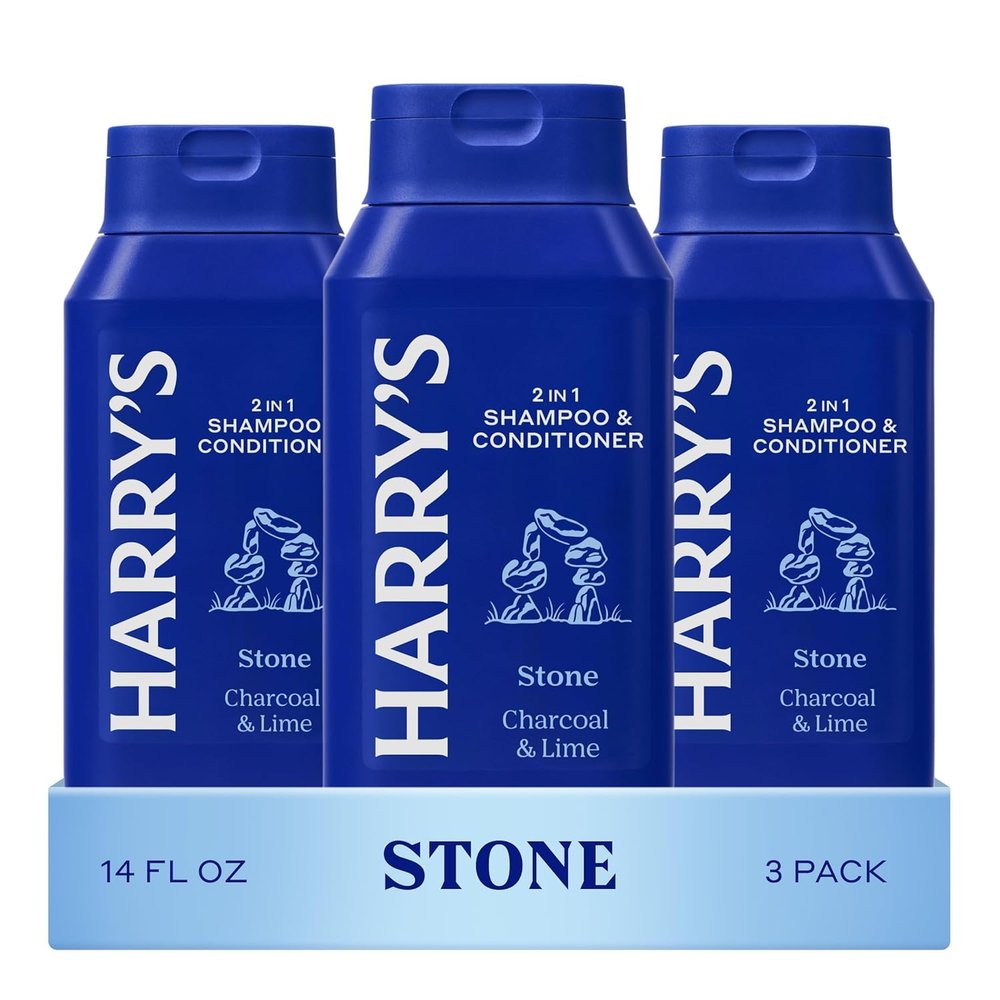 Harry's Men's 2 in 1 Shampoo and Conditioner for All Hair Types - New Stone Scent - (3 Pack) 14 fl oz - No Parabens or Sulfates