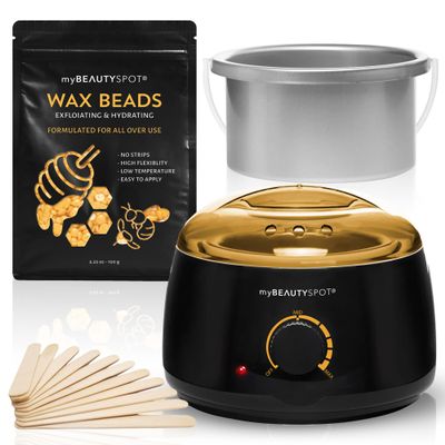 My Beauty Spot Waxing Kit for Women - At-Home Waxing Machine for Easy Painless Hair Removal  Full Body, Bikini & Brazilian Use  Exfoliating & Hydrating Honey Wax Bead Formula, Wax Melter