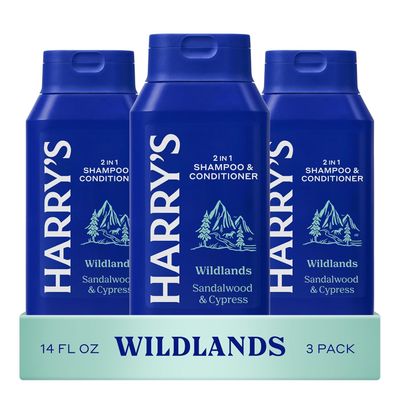 Harry's Men's 2 in 1 Shampoo and Conditioner for All Hair Types - New Wildlands Scent - (3 Pack) 14 fl oz - No Parabens or Sulfates