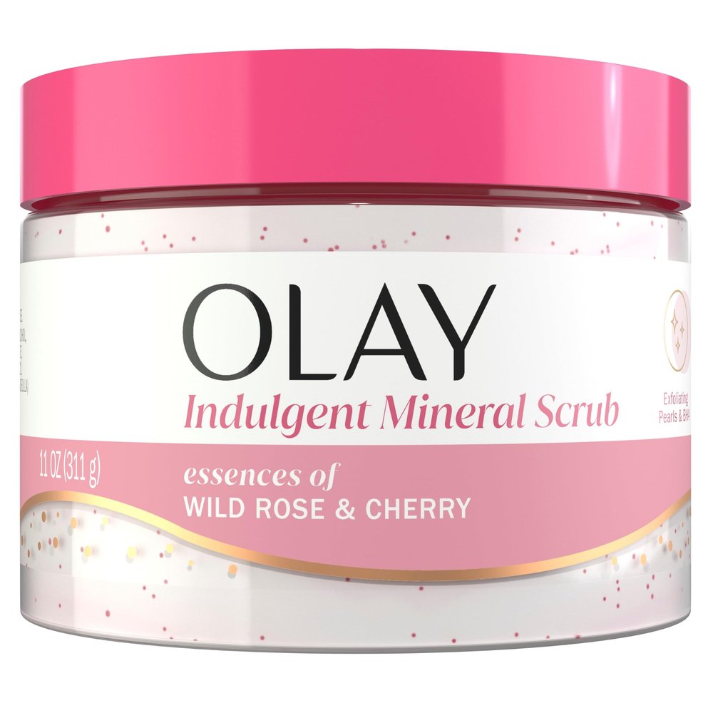 Olay Body Scrub for Women, Indulgent Moisture, Wild Rose & Cherry, 11 oz