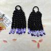 2pcs Kids Ponytail Extension With Beads Two-Strand Twists Braids ponytail Hair Extensions for Kids Braids with Beads Protective Braided Hairstyles for Black Girls(Purple 6inch) view 1
