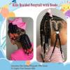 2pcs Kids Ponytail Extension With Beads Two-Strand Twists Braids ponytail Hair Extensions for Kids Braids with Beads Protective Braided Hairstyles for Black Girls(Purple 6inch) view 2