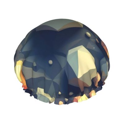 Abstract Polygonal Space Print Shower Caps for Women,Elastic and Reusable Bath Caps,Women Man Long Hair Cap
