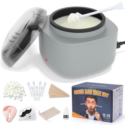 AUZEAL Nose Wax Kit Men, Nose Hair Waxing Kit with 100g Wax, 40 Sticks, Ear Hair Removal for Men, USB Fast Heat, Smart Constant Temp, Upgraded Size, Multi-Accessories, Gray