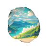 Anime Sky Print Shower Caps for Women,Elastic and Reusable Bath Caps,Women Man Long Hair Cap view 2