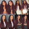20 22 24 Inch Highlight Bundles P1B99J Curly Wave Human Hair Bundle Ombre Burgundy Bundles Two Tone Black Mixed With Burgundy Bundle 99J Red Hair Weave view 2