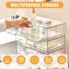 5 Pack Makeup Organizer Stackable, 12.1''L Bathroom Organizer and Storage Acrylic Undersink Drawer Organizer, Cosmetics and Beauty Supplies,Clear Plastic Storage Bins for Vanity,Pantry,Cabinet,Kitchen view 4