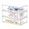 3 Pack Stackable Makeup Organizer, 12.1''L Acrylic Bathroom Organizer and Storage Undersink Drawer, Cosmetics and Beauty Supplies,Clear Plastic Storage Bins for Vanity,Pantry,Desk,Cabinet,Kitchen view 1