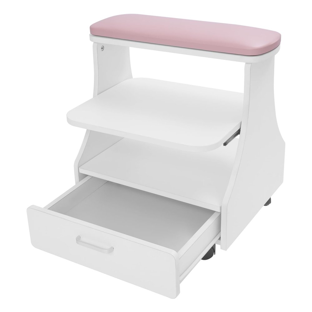 Foot Bath Spa Trolley Cart, Portable Pedicure Trolley Cart with Wheels Foot Rest Footbath Stool 110lbs Load for Home Bathroom Salon Pink