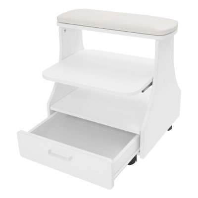 Foot Bath Spa Trolley Cart, Portable Pedicure Trolley Cart with Wheels Foot Rest Footbath Stool 110lbs Load for Home Bathroom Salon White