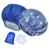 2Pcs Genergy Luxury Satin lined Shower Cap for Women Waterproof Adjustable Baths Bonnet Reusable Extra Large Double Layers and Reversible Elastic Bath Hair Shower Caps view 1
