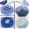 2Pcs Genergy Luxury Satin lined Shower Cap for Women Waterproof Adjustable Baths Bonnet Reusable Extra Large Double Layers and Reversible Elastic Bath Hair Shower Caps view 3