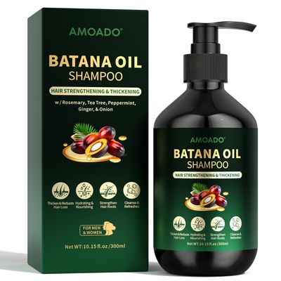 Batana Oil Shampoo for Hair Growth, Strengthening, Thickening, Sulfate Free Hair Shampoo for Women & Men with Thinning Hair & Hair Loss, Infused Rosemary, Tea Tree Oil & Mint, 10.15 fl.oz