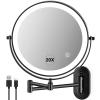 VORREMIRR Wall Mounted Makeup Mirror: 1x/20X Magnifying Mirror with Light, 8.5" Double Sided Lighted Makeup Mirror with Magnification, Vanity Mirror for Bathroom, Brush Black view 1