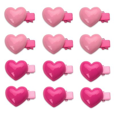 Mini Heart Hair Clips Valentines Cute Hair Barrettes for Bangs Non slip Metal Duckbill Hair Clips 12PCS Hairpins Pink Hair Accessories for Girls Holiday Party