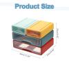 PATIKIL Small Stackable Storage Drawers, Stacking Drawers Mini Desk Bathroom Storage Organizer Cute Drawer Organizer Plastic for Desktop Office Pens Makeup, 4Pcs,Yellow/Blue/Light Blue/Red view 3