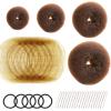 FANDAMEI Hair Donut Bun Maker Kit - 4 Hair Bun Maker, 20 Invisible Hair Nets for Buns, 5 Elastics, 20 Bobby Pins, Bun Nets for Ballet girls,Hair Donuts for Buns - Light Brown view 1