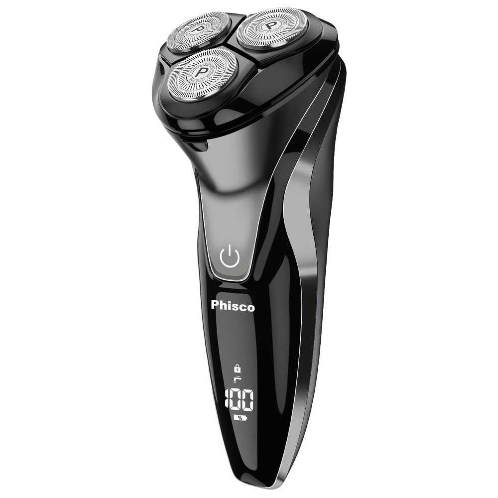 Electric Razor for Men - Phisco Corded and Cordless Rechargeable 3D Rotary Shaver for Men with Pop-up Sideburn Trimmer Wet and Dry