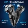 Electric Razor for Men - Phisco Corded and Cordless Rechargeable 3D Rotary Shaver for Men with Pop-up Sideburn Trimmer Wet and Dry view 4