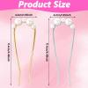 2Pcs French Hair Pins with Pearl U-Shaped French Twist Hair Pin Metal French Pin for Women Girls Large French Clip Vintage Hair Sticks Double Prongs Hair Pin Hairstyle Accessories, Gold and Silver view 2