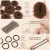 FANDAMEI Hair Bun Maker Set- 8 PCS Hair Donuts for Buns (2 Extra-large,2 Large,2 Medium and 2 Small), 40 PCS Bobby Pins, 5 PCS Hair Elastic Ties Black,Bun Maker - Light Brown view 3