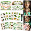 14PCS St Patricks Day Temporary Tattoos Kit12 Sheets Shamrock Irish Party Temporary Tattoos,3D Nail Art Stickers,Green Body GlitterWaterproof Safety Saint Patricks Day Accessories for Kids Women Men view 1