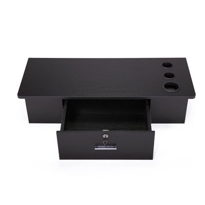 RadiantName Classic Wall-Mounted Styling Station with Drawer and Tool Holes, Vanity Table, Dressing Table, Equipment for Barber Beauty Spa Salon Shops, Black