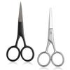 2PCS Small Grooming Scissors for Men and Women, Facial Hair Trimming Scissors with Straight & Rounded Safety Tips for Eyebrows, Nose Hair, Beard, Mustache, Eyelashes, and Ear Hair - Silver & Black view 1