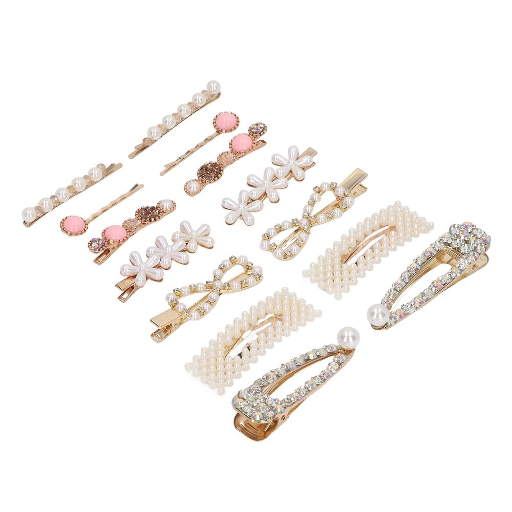14 PCS Simulation Pearls Hair Clip Elegant Smooth Simulation Pearl Barrettes for Women