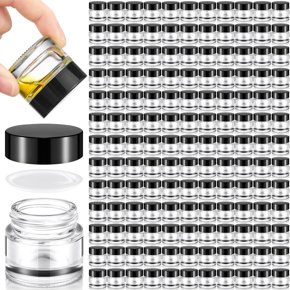 140 Pack 10ml Glass Jars with Lids Small Lip Balm Containers 10ml Sample Jars Travel Size Containers for Lip Balm Cream Lotion Makeup Cosmetic Skincare Travelling Retail Store(Clear)