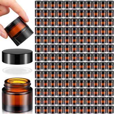 140 Pack 10ml Glass Jars with Lids Small Lip Balm Containers 10ml Sample Jars Travel Size Containers for Lip Balm Cream Lotion Makeup Cosmetic Skincare Travelling Retail Store(Amber)