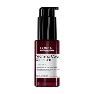 L'Oral Professionnel Paris Vitamino Color Spectrum Glass Shine Serum - Instant Glass Shine, Protects Colored Hair, Heat Protection Up to 450F, Vibrant Colors Up to 100 Days, 1 Fl Oz