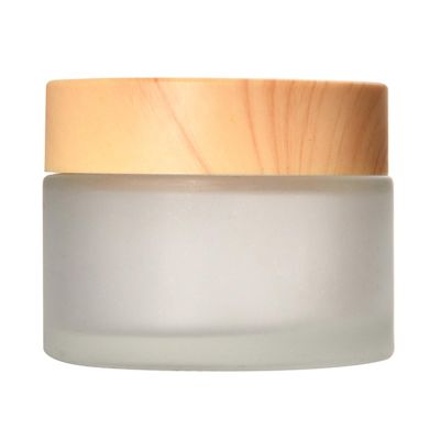 10g 15g 20g 30g 50g 60g Frosted Glass Cream Jar Empty Makeup Cosmetic Container With Wood Grain Lid For Face Cream