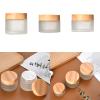 10g 15g 20g 30g 50g 60g Frosted Glass Cream Jar Empty Makeup Cosmetic Container With Wood Grain Lid For Face Cream view 2