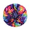 100% Mulberry Silk Bonnet for Sleeping Women - Handmade in USA 19 Momme Double Layer Reversible Silk Hair Wrap, Non-Slip Bonnet for Curly & Natural Hair, Luxury Hair Protection (Purple Tie-Dye) view 1