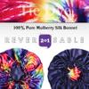 100% Mulberry Silk Bonnet for Sleeping Women - Handmade in USA 19 Momme Double Layer Reversible Silk Hair Wrap, Non-Slip Bonnet for Curly & Natural Hair, Luxury Hair Protection (Purple Tie-Dye) view 4