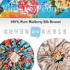 100% Mulberry Silk Bonnet for Women  Handmade in USA, 19 Momme Double-Layer Reversible Hair Wrap, Non-Slip Sleep Cap for Curly & Natural Hair, Luxury Hair Protection (Blue Peonies) view 4